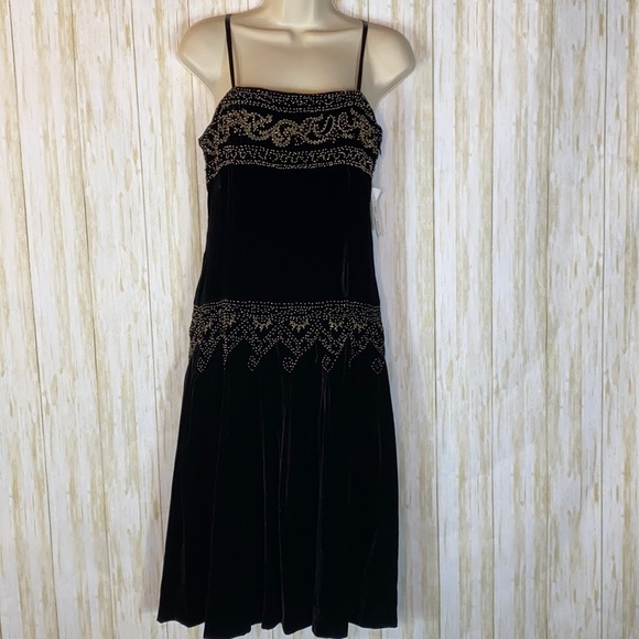WD.NY Dresses & Skirts - ♥️BRAND NEW WITH TAGS WDNY Size 4 Velvet Beaded Dress. PRISTINE😍